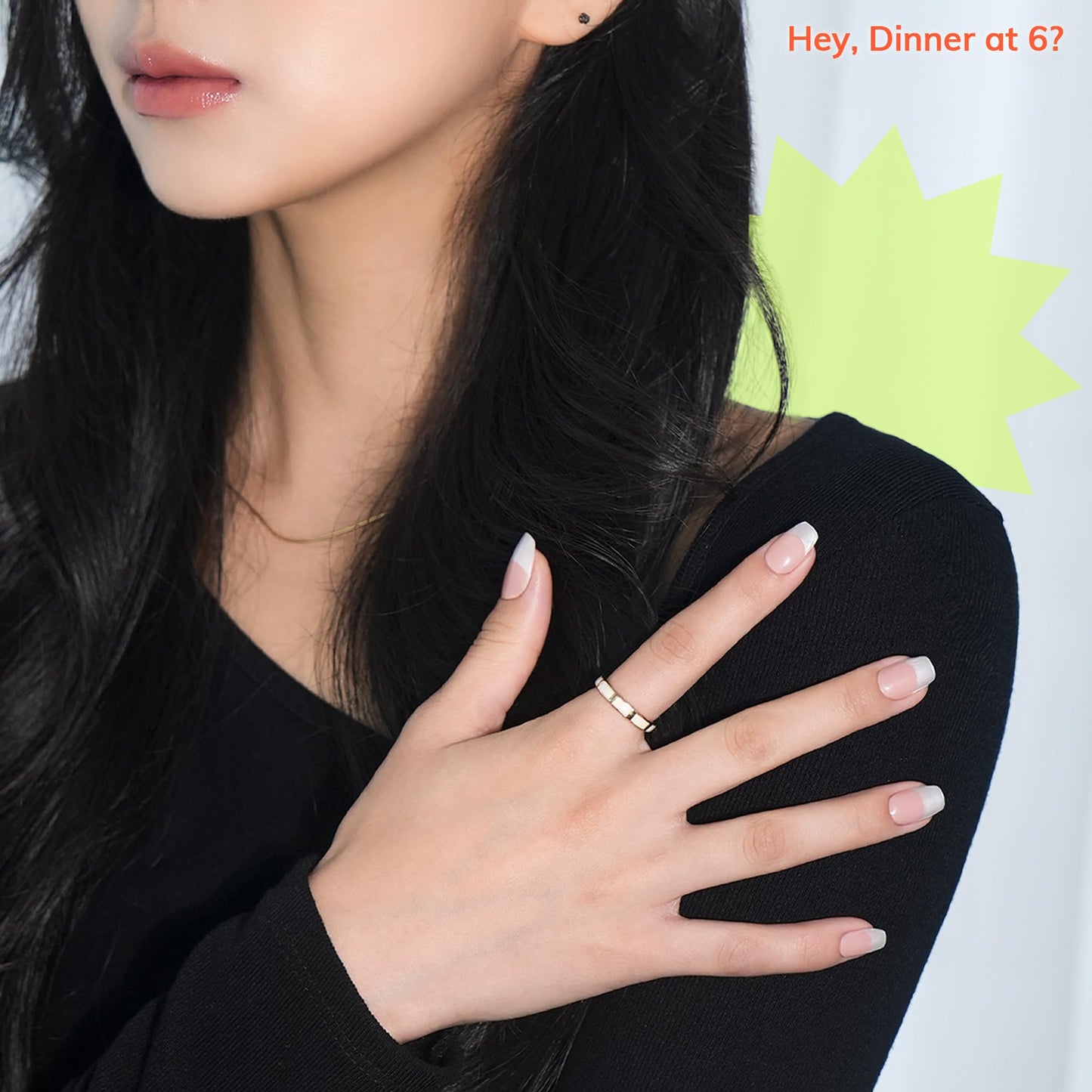 Heyhae Semi Cured Gel Nail Strips | No LED Lamp Needed | French, Pink, Spring | Easy Apply & Remove, Salon Quality | Includes 28 Strips, 1 Prep Pads, Nail File & Wooden Stick - Hey, Dinner at 6?
