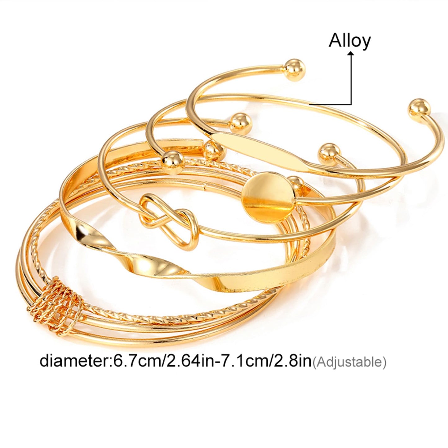 IFKM Gold Bangles Bracelets For Women, 14k Gold Plated Multi Layer Stackable Cuff Bracelet Set, Trendy Elegance Charms Non Tarnish Minimalist Textured Boho Jewelry Gift for Women