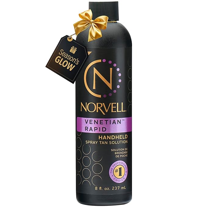Norvell Premium Rapid Spray Tan Solution Venetian One 8 fl oz – Professional Sunless Tanning Formula for Ultra Fast Natural Bronze Glow, Streak Free, Fast Drying, Long Lasting Color