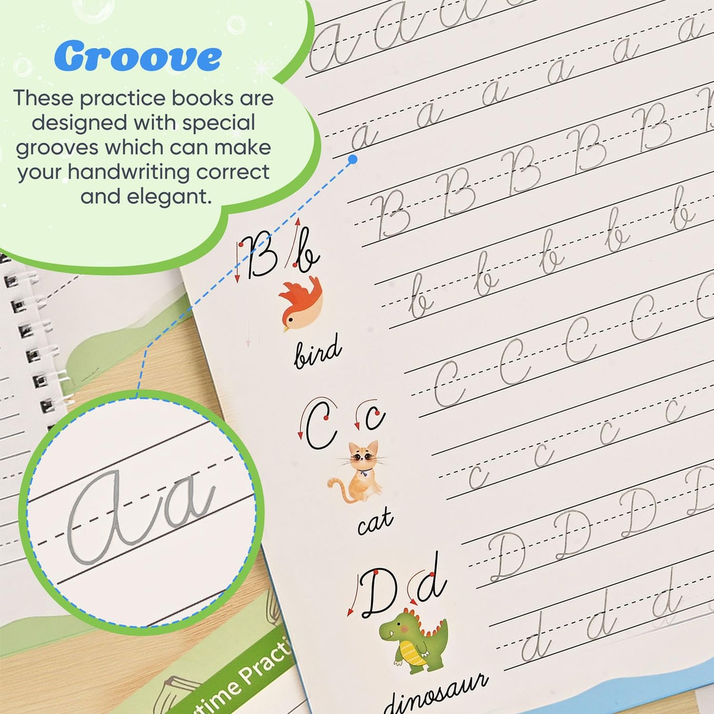 Grooved Cursive Handwriting Workbook for Beginners Kids Ages 8-12 | Cursive Writing Practice Book | Magic Ink Cursive Books with Riddles, Stories & Quotes | Handwriting Practice for Kids 8-10 Cursive