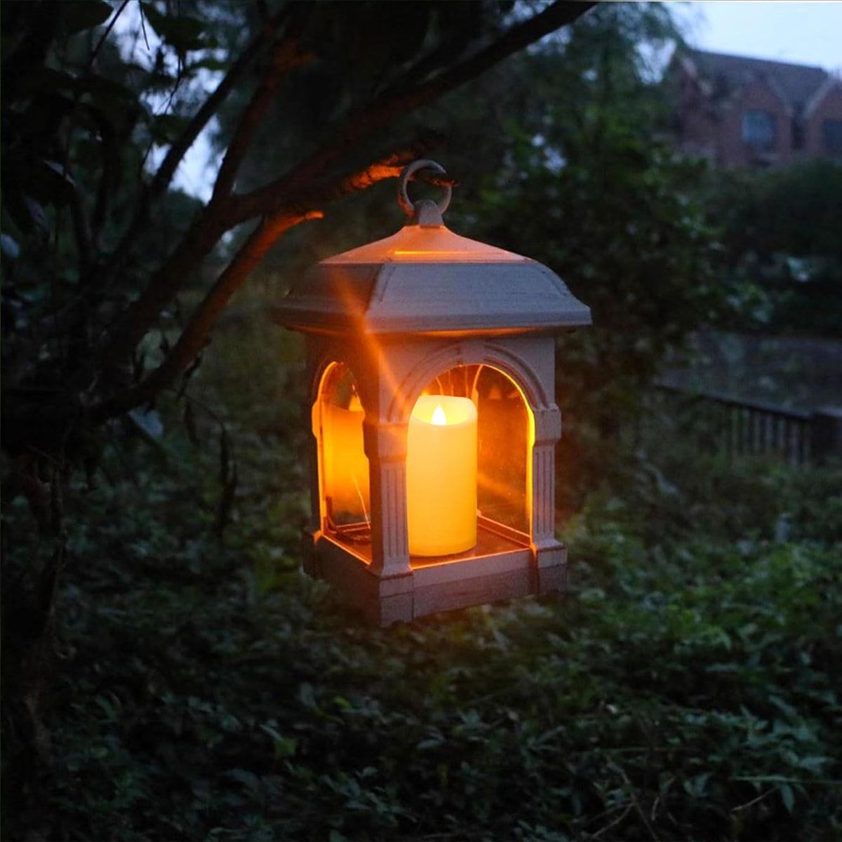 CANDLE CHOICE Waterproof Outdoor Battery Operated Flameless Candles with Timer Flickering Plastic Resin Electric LED Pillar Lights for Lantern Patio Garden Wedding Party Decorations 3x5 Inches 2 Pack