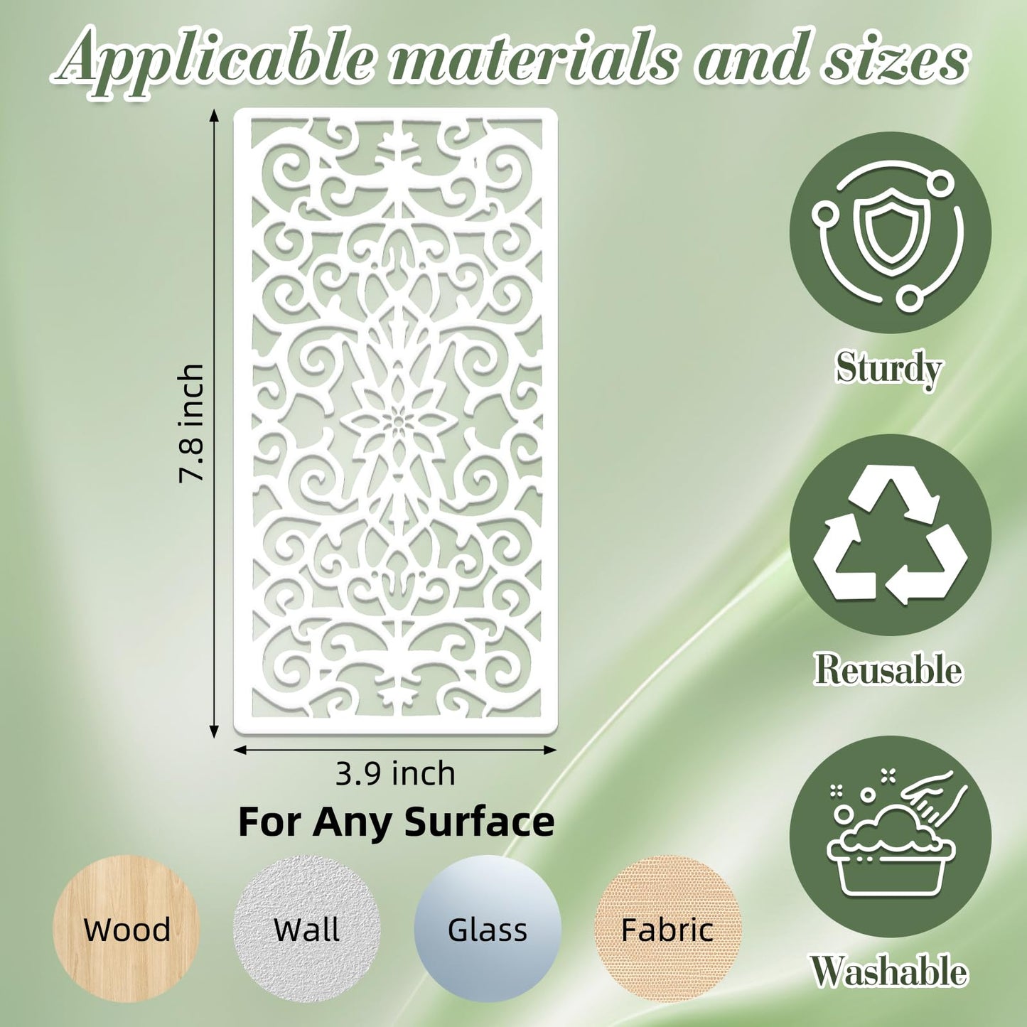 Geometric Texture Stencils for Crafts Reusable DIY Furniture Decor Art Painting Stencil 16Pcs Kit for Wood Embroidery Wall Silk Screen Journaling(7.87X3.94 Inch)