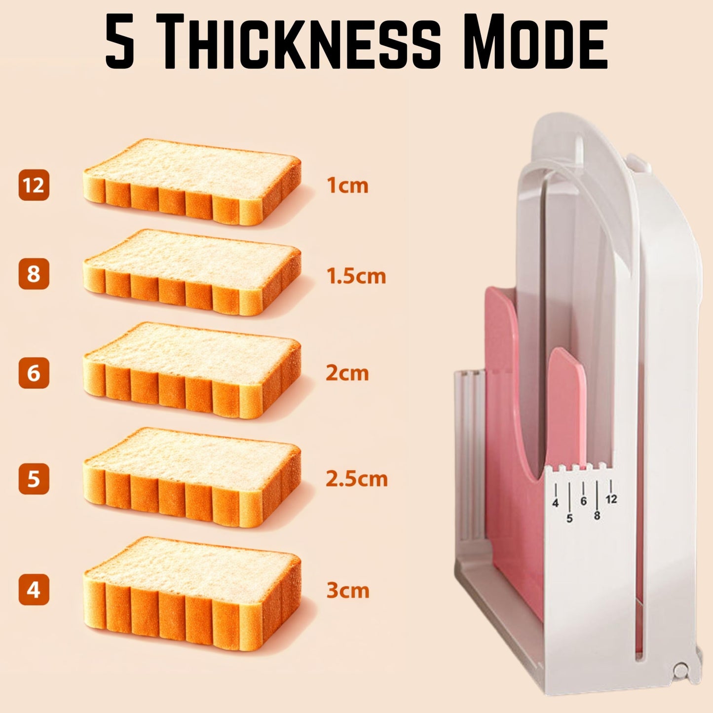2026 NEW Bread Slicer Guide for Homemade Bread | 5 Thicknesses Mode for Sourdough, Rounds Loaves, Bagels, Toast & Sandwiches | Foldable & Adjustable | Space Saving | Indoor Outdoor Use
