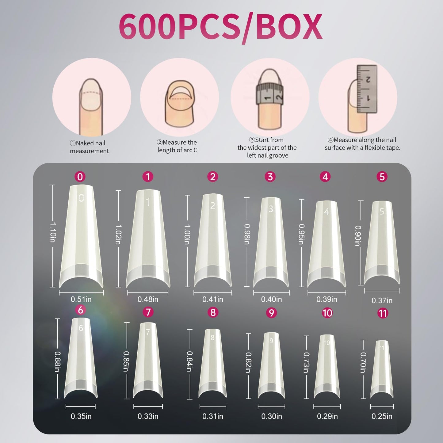 krofaue 504PCS French Nail Tips & 600PCS Half Cover Coffin False Nails
