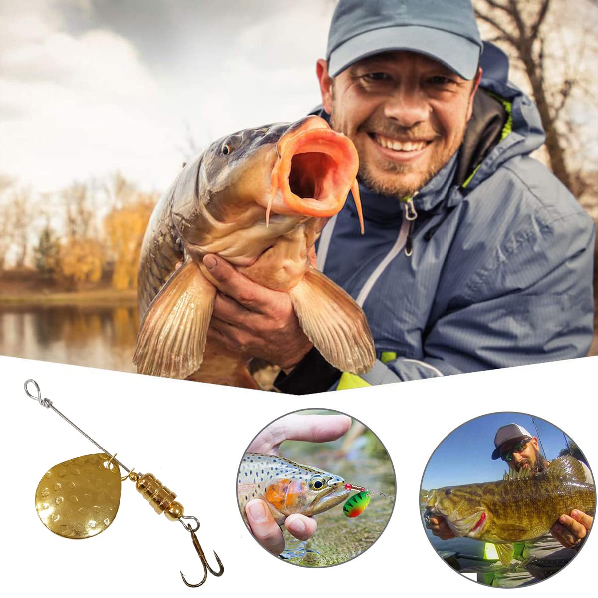 Fishing Lures Spinner Baits Lures Making Kit Inline Spinner Parts Assortment Shaft Clevis Spinner Blade DIY Fishing Spinner Making Supplies Tackle Kit