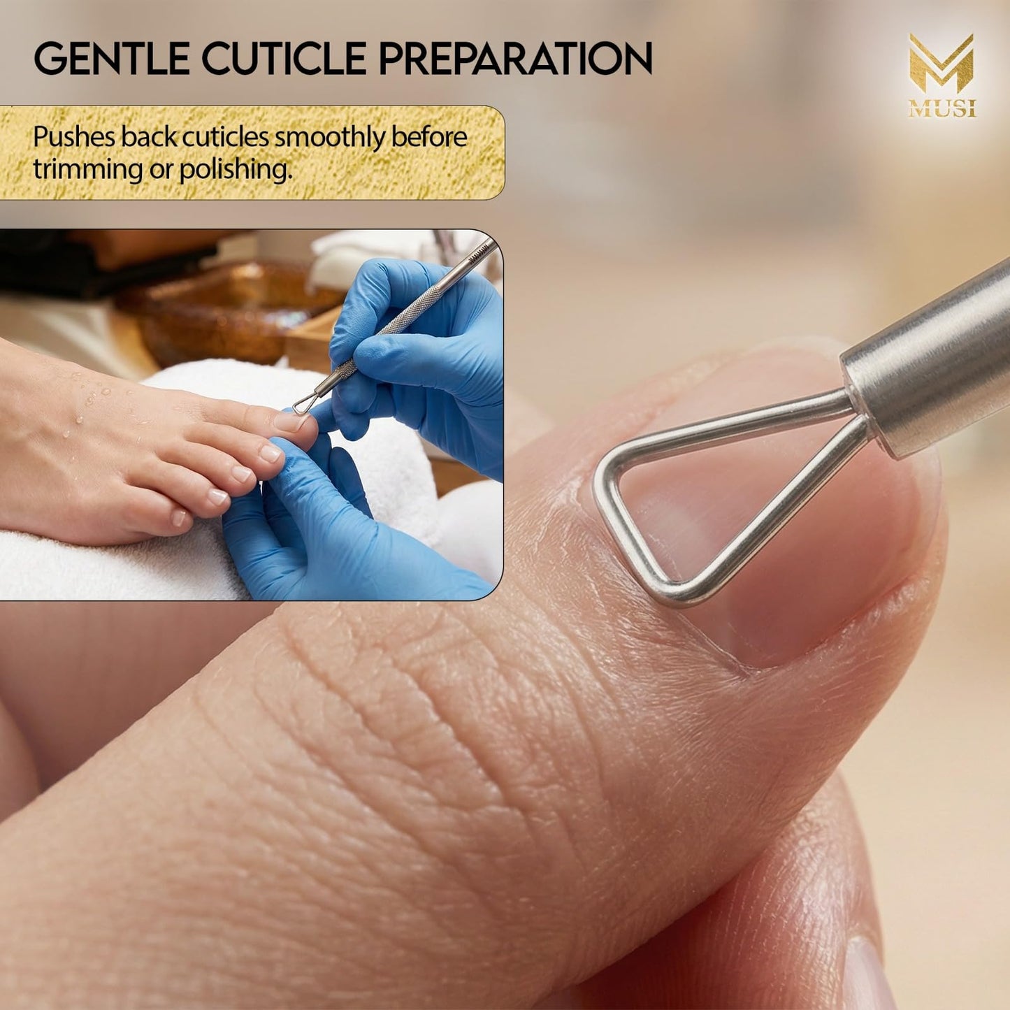 MUSI 3 PC Cuticle Trimmer Clippers & Pusher, Trim Cuticles & Remove Dead Skin for Manicure & Pedicure and Groom Fingernails & Toenails with Sharp, Efficient Cuticle Nipper Kit Men & Women