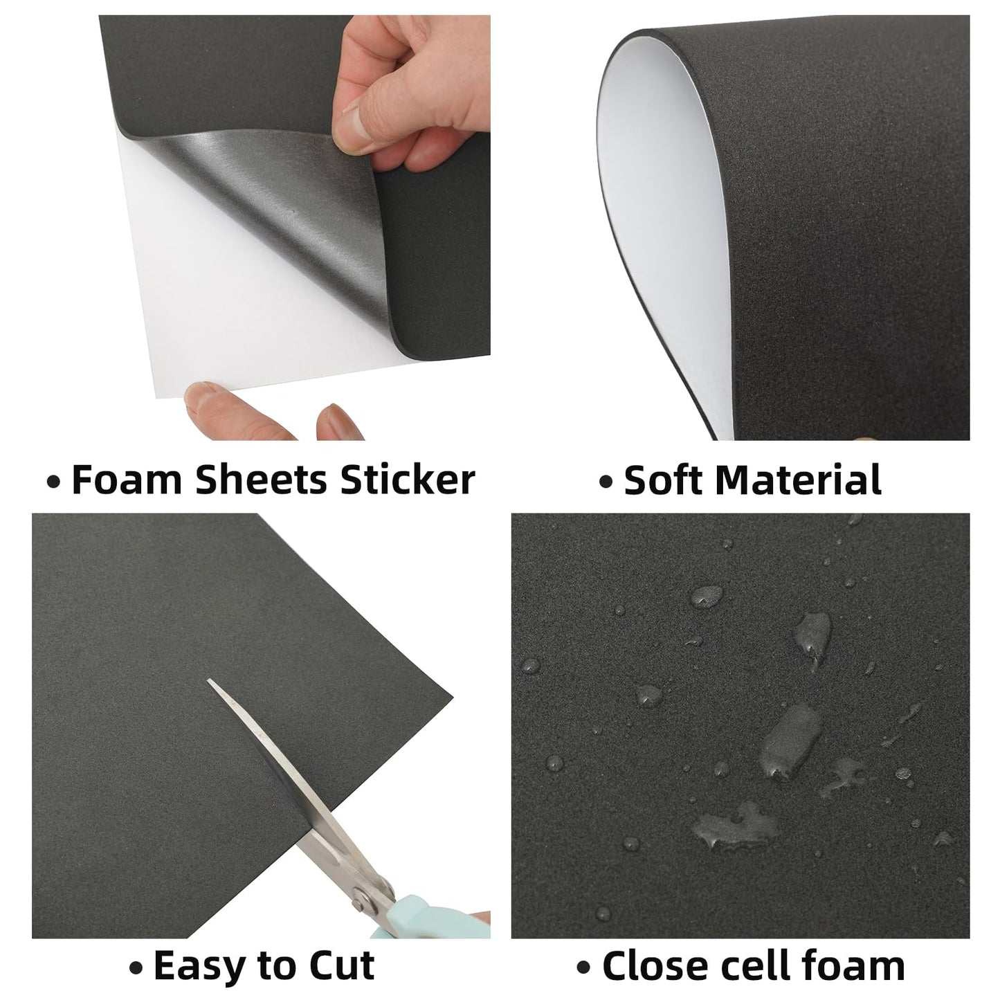 MEARCOOH 20-Pack Self Adhesive Foam Sheets, Black 2mm Sticky Eva Foam Paper 9x12 Inch for Crafts Cardmaking Photo Frames Classroom Scrapbooking