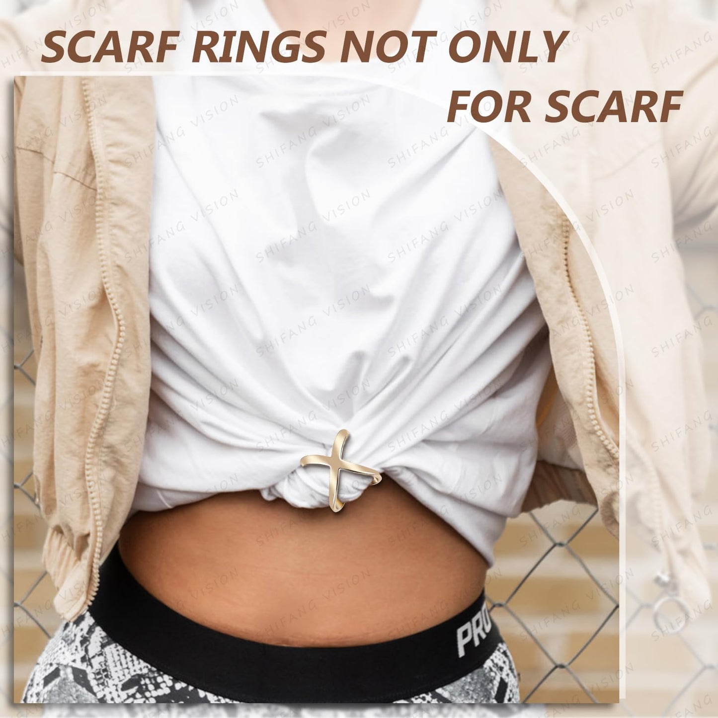 SYWDUDUCLT Medium Size Scarf Ring Scarf Clip for Women's Shawl Silk Neckerchief Tshirt Coat Belt Buckle Gold/Sivler 2Pcs