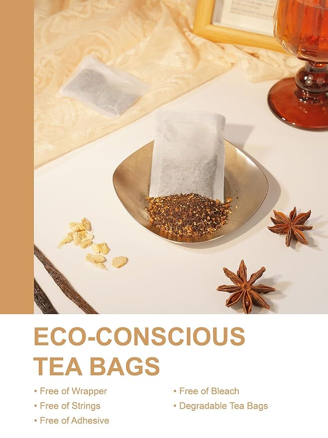 TeeLux Vanilla Chai Tea Bags, Premium Black Tea with Cinnamon, Ginger, Cardamom, Star Anise, Full-bodied & Spicy Flavor, 100 Count