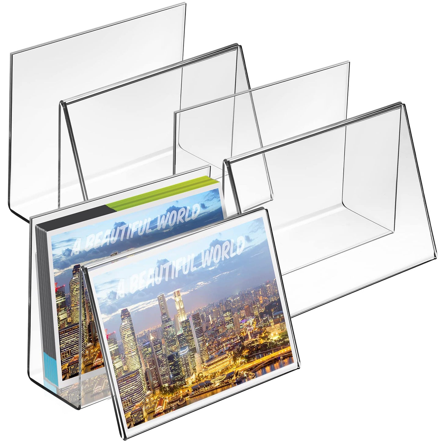 Crtiin 3 Pcs Clear Acrylic Postcard Display Holder Business Card Holder Greeting Card Display Clear Business Stand Rack for Index Organizer Desk Table Home Office, 6 x 4.25 x 4.5 Inches