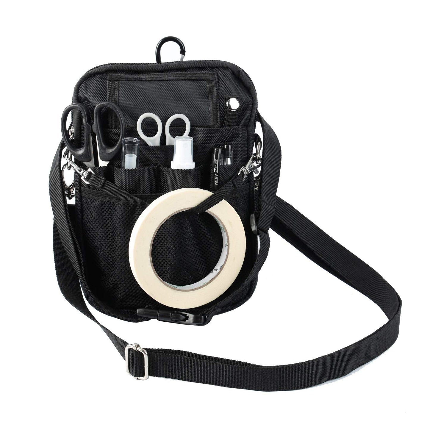 Nurse Organizer Belt 2 Sided -12 Pocket Waist bag Pouch Case for Medical Scissors Care Kit Tool (Black)