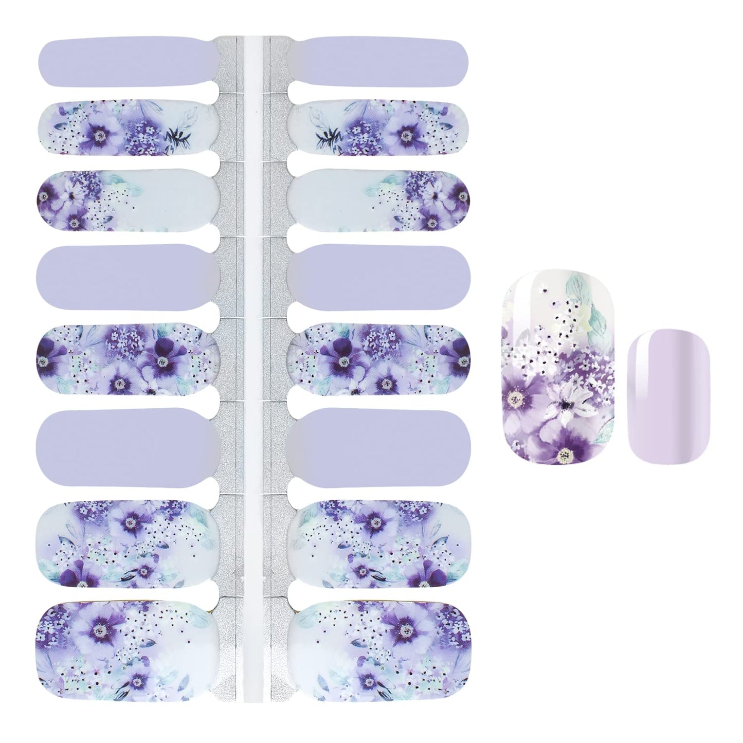 SILPECWEE 5 Sheets Flower Glitter Nail Polish Strips Adhesive Nail Stickers Full Nail Wraps for Women Nail Art Stickers Stick on Nails with 1pc Nail File