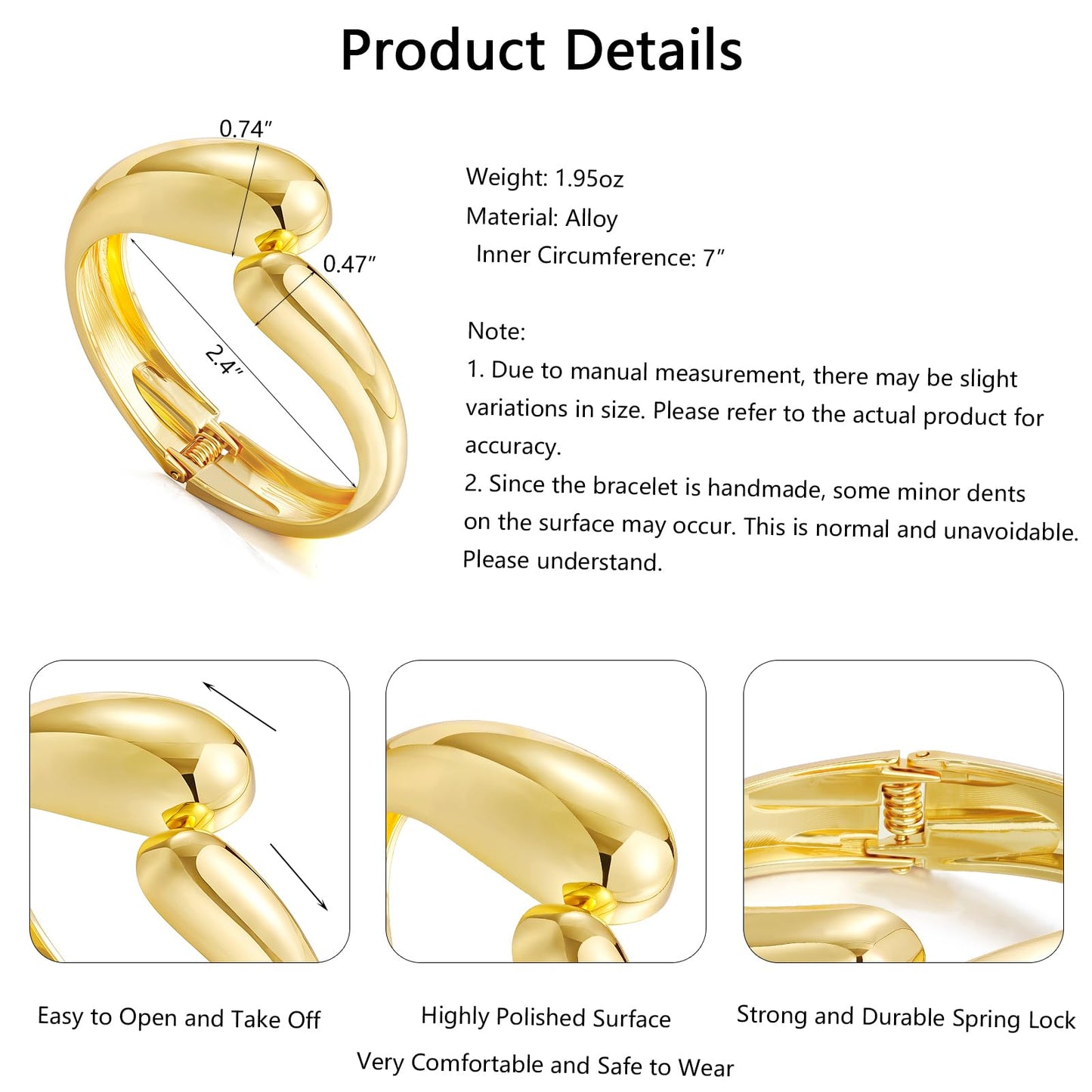 Chunky Gold Bangle Bracelets for Women, Dainty 14k Gold Plated Big Stackable Bangles Set, Trendy Statement Cuff Bracelet Stack Fashion Jewelry Gifts (2 Silver & gold teardrop chunky bangles)