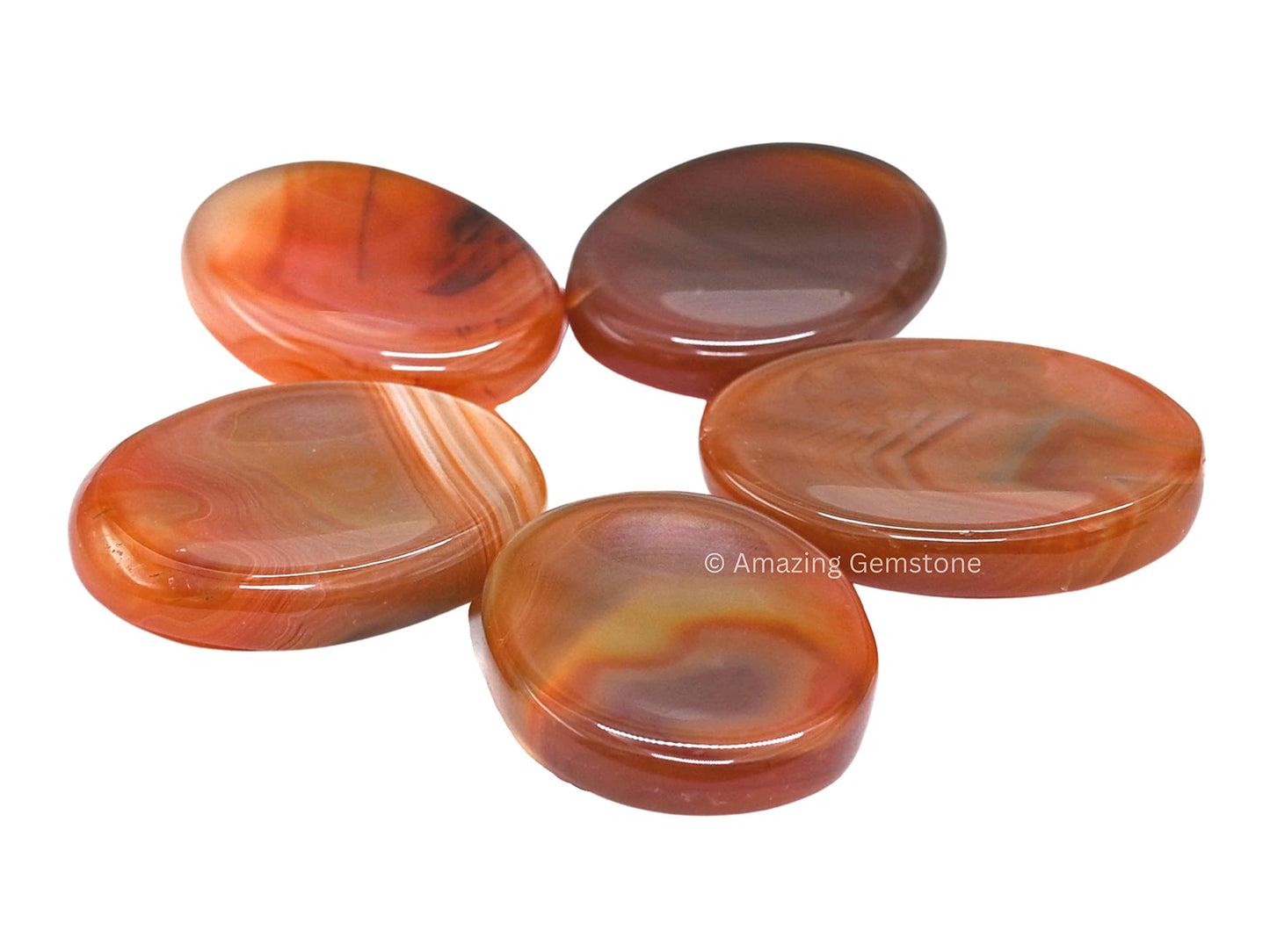 Amazing Gemstone Carnelian Onyx Worry Stone, Healing Crystals - Piedra Crystal Fidget for Gift, Meditation, Calming, Relaxation, Stress Relief