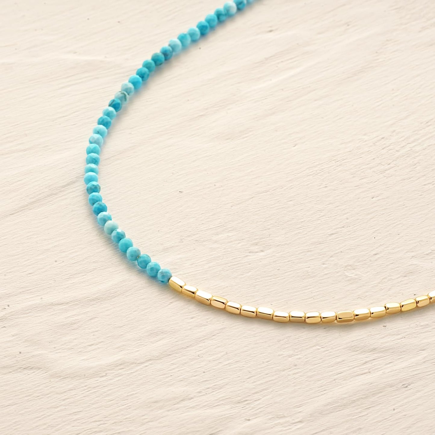 MYEARS Women Beaded Bracelet Gold Gemstone Turquoise 14K Simple Dainty Handmade Chain Everyday Boho Beach Jewelry