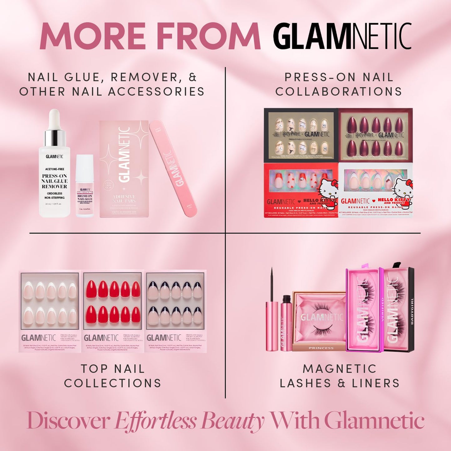 Glamnetic Medium Almond Press-On Nails Bundle -