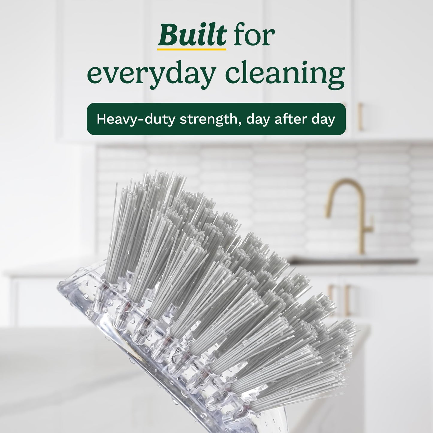 Cuisinart Dish Brush with Handle 2 Pack – Kitchen Scrub Brush for Dishes, Pots & Pans, Non-Scratch Dish Scrubber, Firm Bristles for Sink & Cookware, Comfortable Grip for Everyday Cleaning