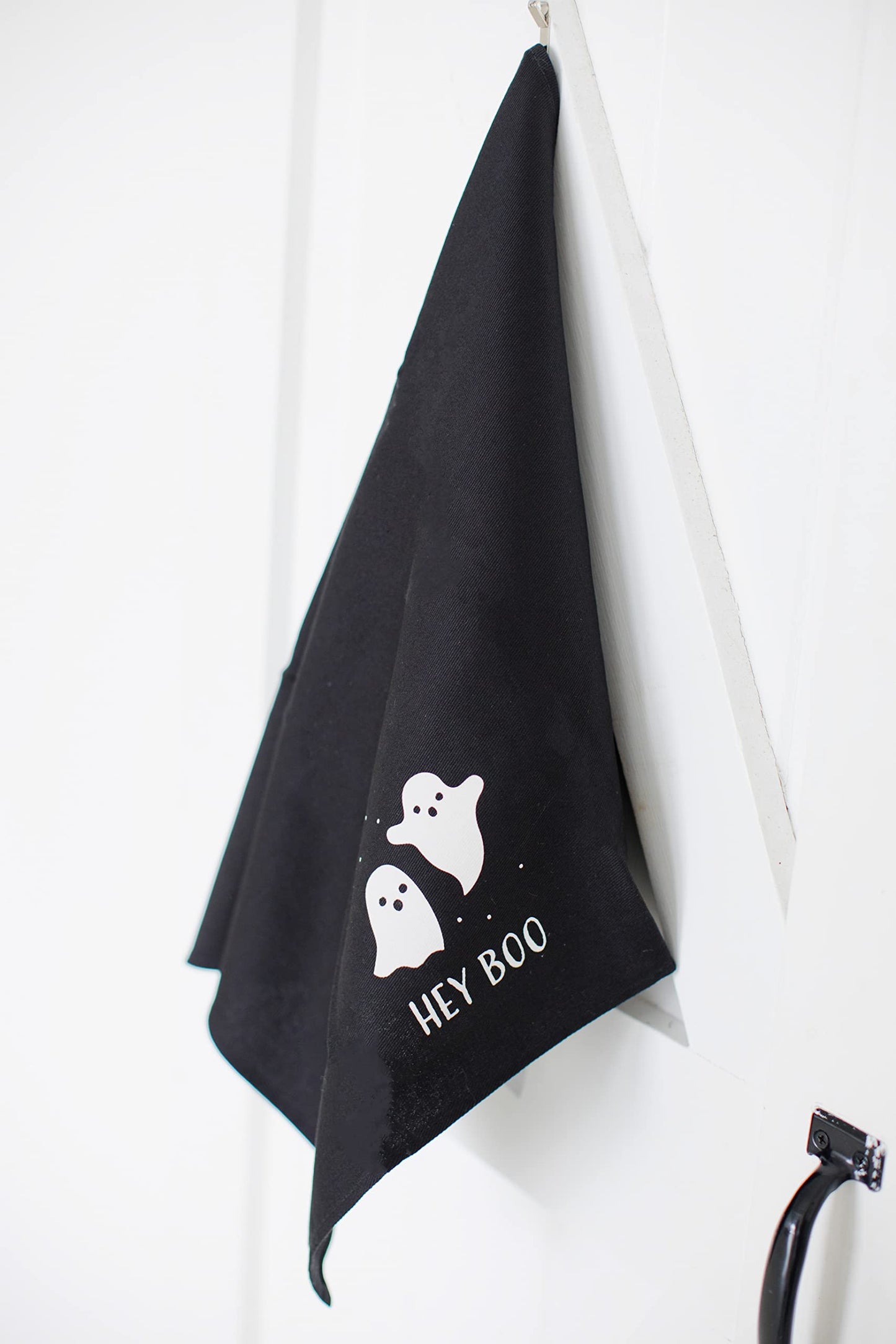 Pearhead Hey Boo Ghost Dish Towels for Kitchen, Halloween and Fall Decor, Spooky Season Gift Ideas, Set of 2