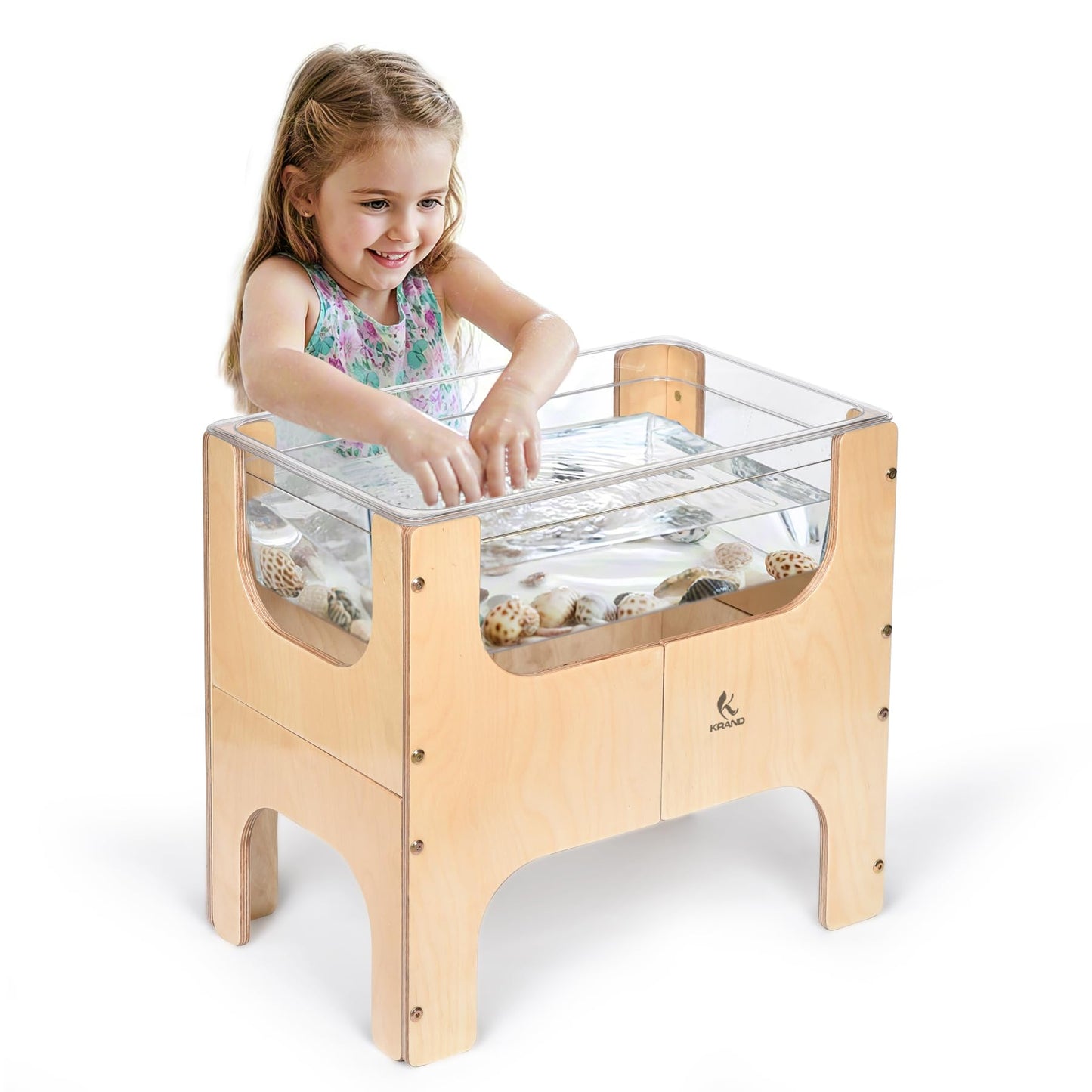KRAND See-Through Small Water & Sand Sensory Table for Kids w/Transparent Tub for Tactile Play & Learning – Perfect for Home, Classroom & Daycare