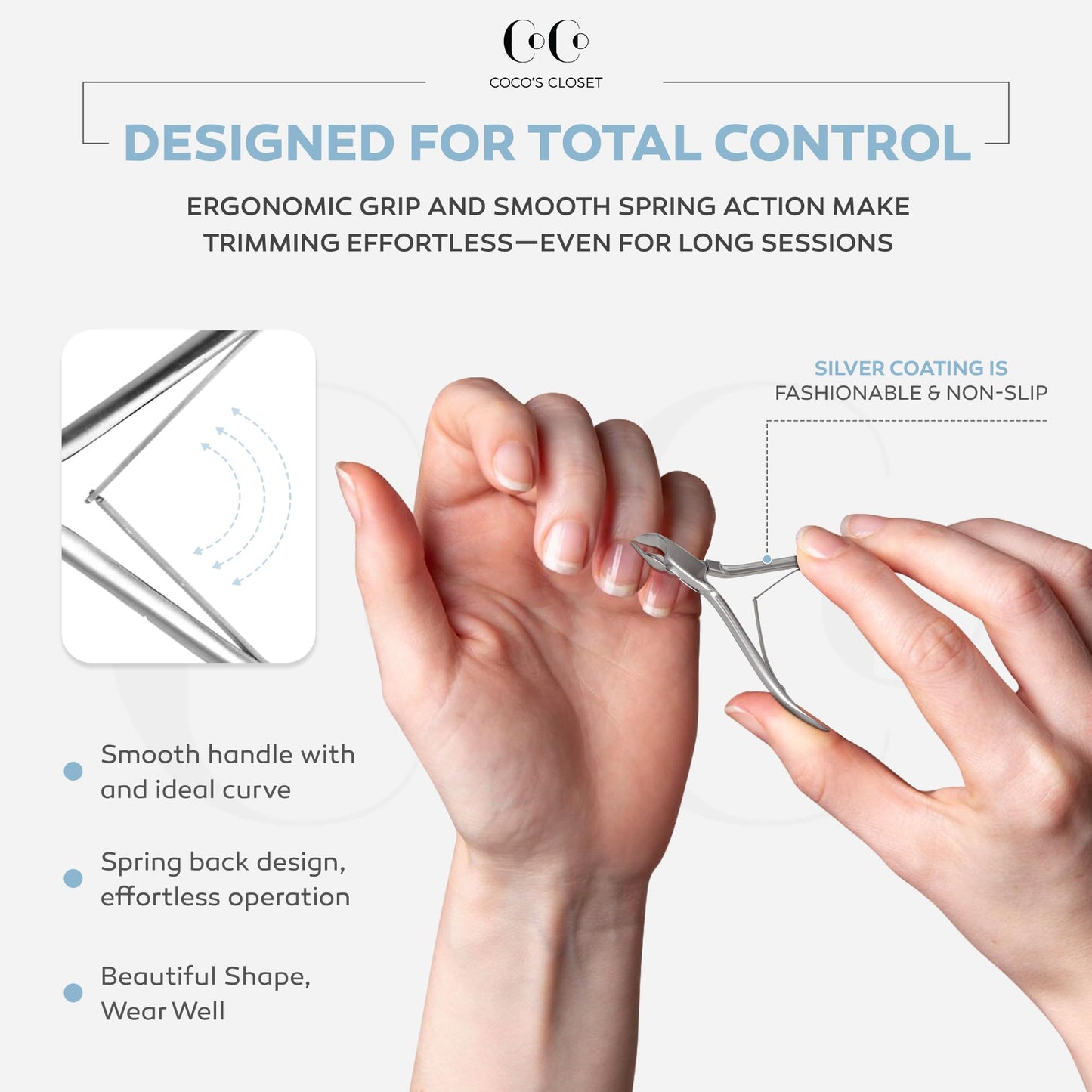 Cuticle Nippers & Trimmer Manicure Clippers Dead Skin Remover - Professional Stainless Steel Cutters Beauty Tool with Nail Cleaner and Pusher
