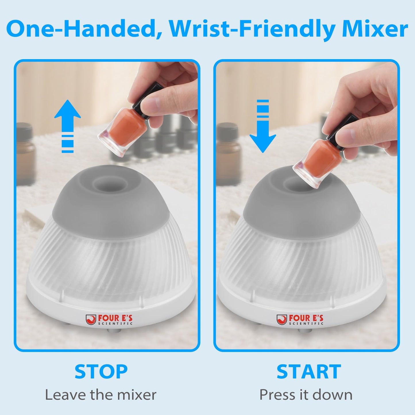 FOUR E'S SCIENTIFIC 5000 RPM Vortex Mixer Paint Shaker, Fast Mixing Touch Mode for Miniature Paint, Lash Extensions Adhesive, Nail Polish, Grey