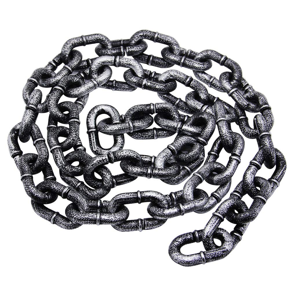 Zcaukya 6FT Halloween Plastic Chains-Costume Accessories, Fake Black Chain Links for Decor Haunted House, Prisoner Theme, Scary Party Horror Props