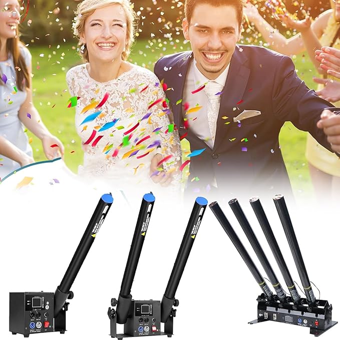 25PCS Confetti Cannon Wedding, Air Powered Party Popper Perfect, Party Streamers 80cm Electric Confetti Cannons - Compatible with Confetti Machine, for Graduation, New Years Ribbon