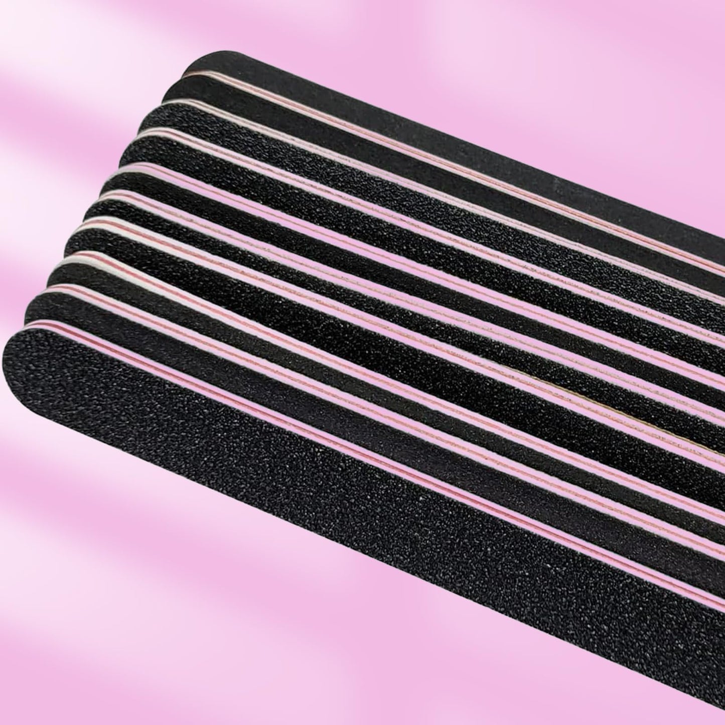 10 PCS Professional Nail Files, Double Sided 100/180 Grit Emery Boards for Acrylic Nails, Manicure, Pedicure, Nail Shaping and Buffing Tools – Black