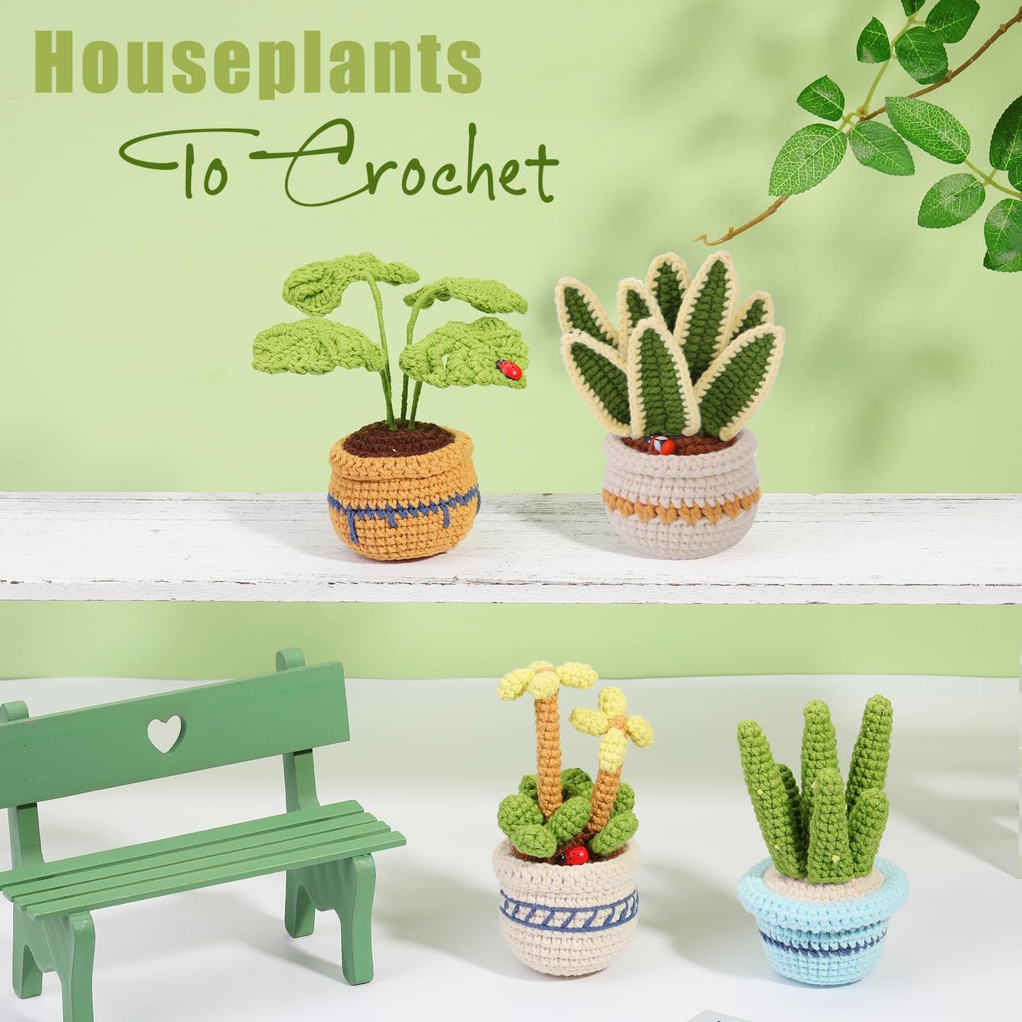 Hssugi Crochet Kit for Beginners, 6PCS Succulents Plants Crochet Kits, Knitting Kit with Step-by-Step Video Tutorials, Crochet Yarn DIY Beginner Crochet Kit for Adults Succulent Family