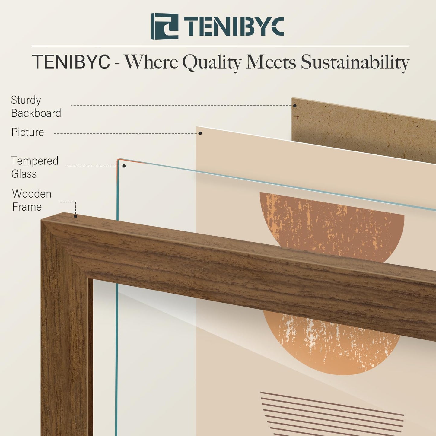 TENIBYC 11x14 Picture Frame Set - 4 Pack, Brown Wood Grain 11 x 14 Photo Frame, HD Tempered Glass, Wall Hanging, Gift for Friend