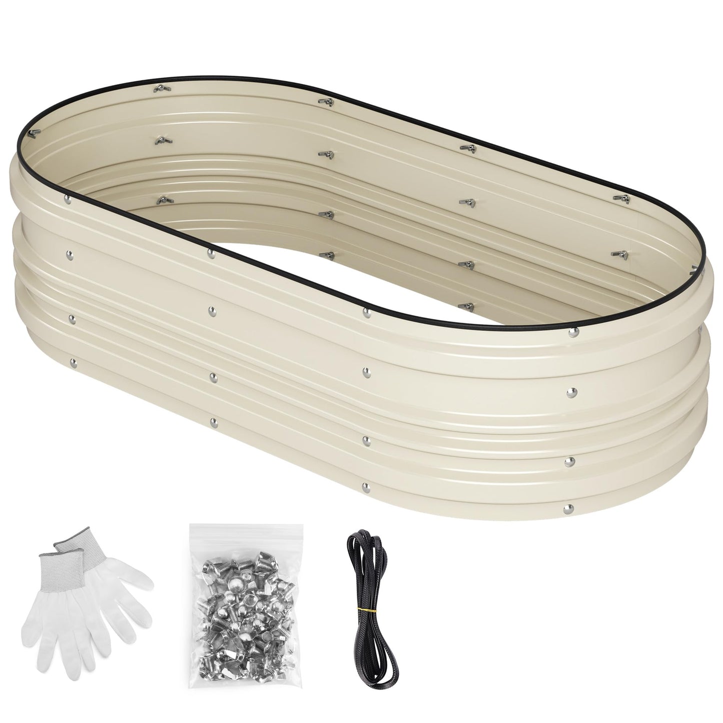 WORKPRO 4x2x1ft Galvanized Raised Garden Bed Set, Rust & Corrosion Protection, Easy Assembly, Safe Edge, Ideal for Vegetables & Flowers, White