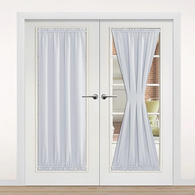 NICETOWN Doorway Curtains, Closet Window for Bedroom, Thermal Insulated Noise Reducing Room Darkening French Door Curtains for Glass Door Office, 42" Wide x 80" Long, 1 Panel, Greyish White