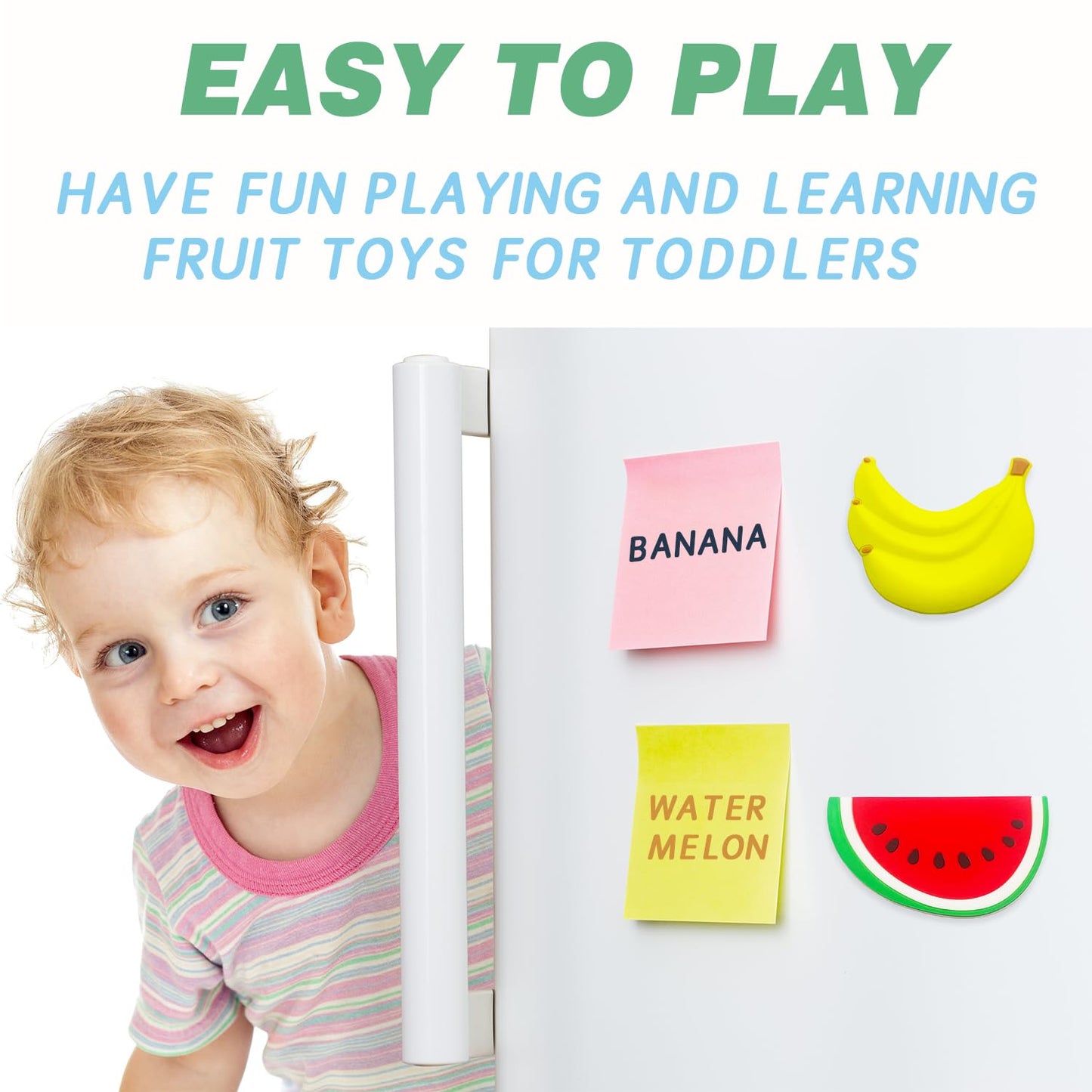 Fridge Magnets for Toddlers 1-3, Fruit Refrigerator Magnets for Kids, 3D Design Magnetic Toys for Toddlers, Durable & Large Size, Full Back Magnet Cute Toy, Early Education Gift for Baby