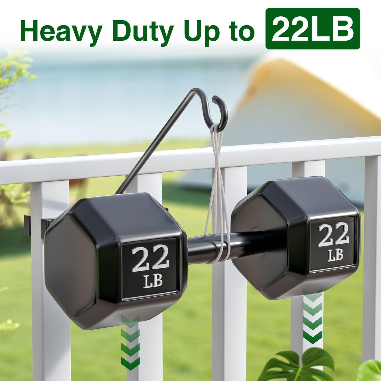 Josmimic 12-Inch Deck Bird Feeder Hanger for Railing, Outdoor Decor Plant Hanger, Balcony Railing Hook - 22LB Capacity - for Hanging Plants, Bird Feeders, Lanterns, Wind Chimes