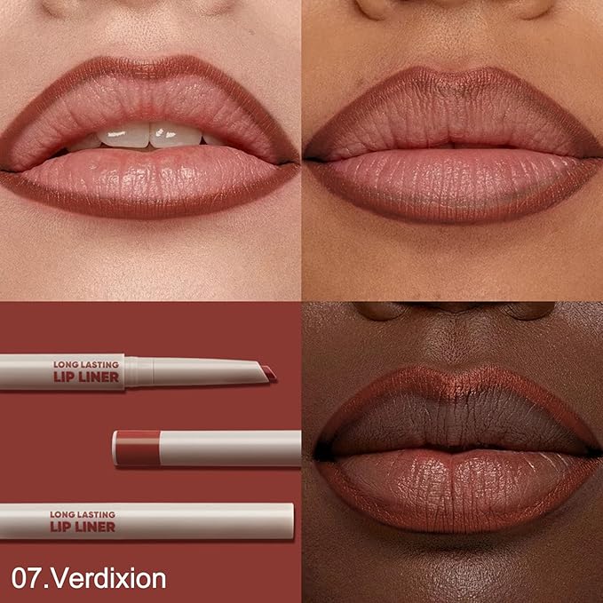 Erinde Long-Lasting Lip Liner Pencil, 2-in-1 Matte Lipliner Pencil for Sculpting & Filling, Rich Color Creamy Waterproof Lip Liner Crayon, Lip Contour Tint Makeup, Vegan & Cruelty-Free, 07 Nude Brown