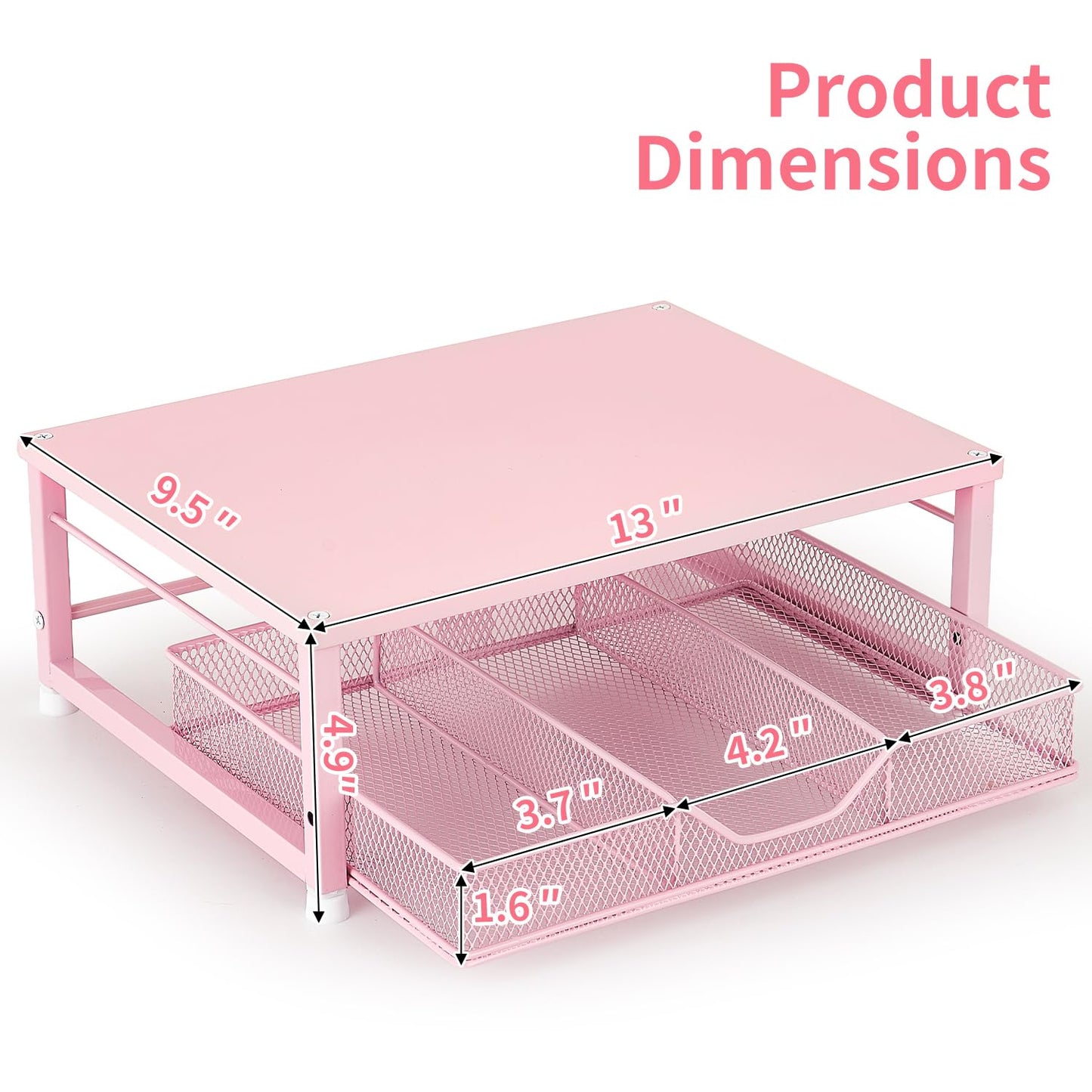 Gugsey Small Pink Laptop Stand for Desk, Monitor Stand, Office Desk Accessories, Computer Desktop Stand with Drawer for Home, Office, School (Pink)