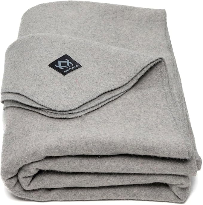 Arcturus Military Wool Blanket - Warm, Thick, Washable - Great for Outdoors, Camping, Stadium Blanket, Picnics, Travel - Car & Bushcraft Survival Kits, Large 64in x 88in 4.5 lb