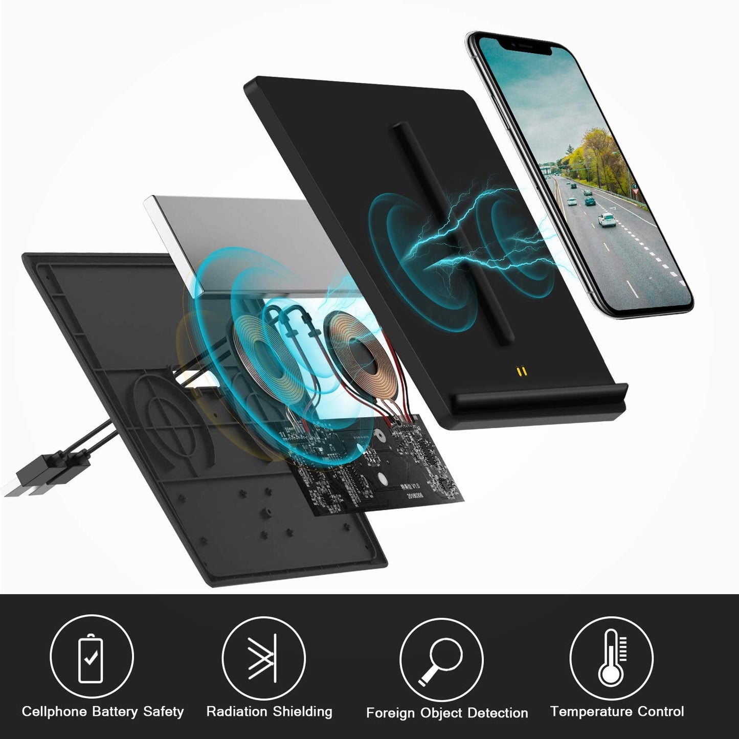 VXDAS Wireless Charger, Dual 10W QI Wireless Phone Charging Pad M3 Car Center Console for Tesla Model 3 Accessories Panel with 7pcs Custom Cup Mat Center Console Liner mat-Upgrade