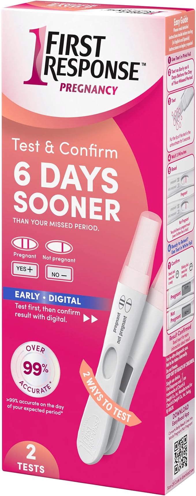 First Response Test & Confirm Pregnancy Test, 1 Line Test and 1 Digital Test Pack (Pack of 2)