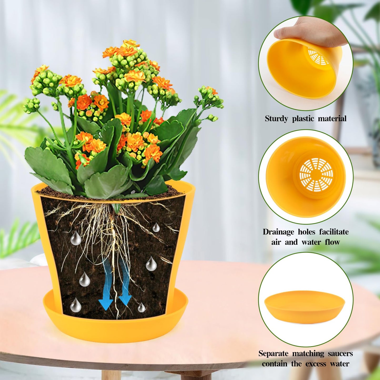 Bluckincle 100 Pcs 4 Inch Plant Nursery Pots and 8 Pack 5.5 Inch Plant Pots Indoor Outdoor