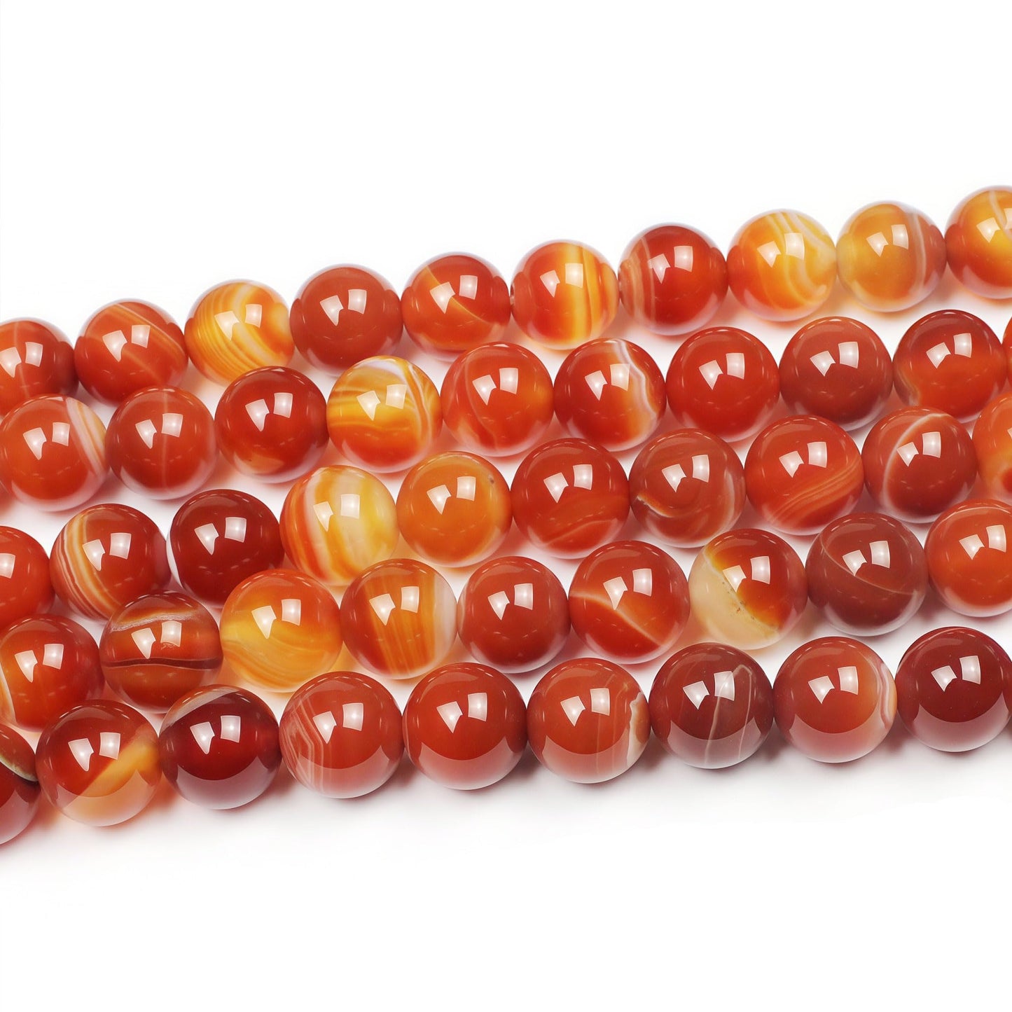 MJDCB Natural Red Striped Agate Beads Round Loose Beads for Jewelry Making DIY Bracelet Necklace (6mm)
