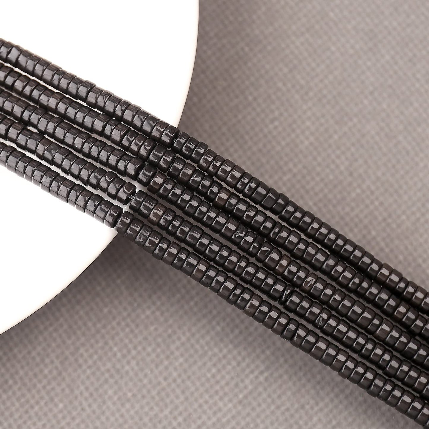 150PCs Natural Black Obsidian Spacer Beads, Loose Semi Precious Flat Round Gemstone Heishi Disc Stone Beads for Beading Jewelry Making 4mm*2mm 38cm