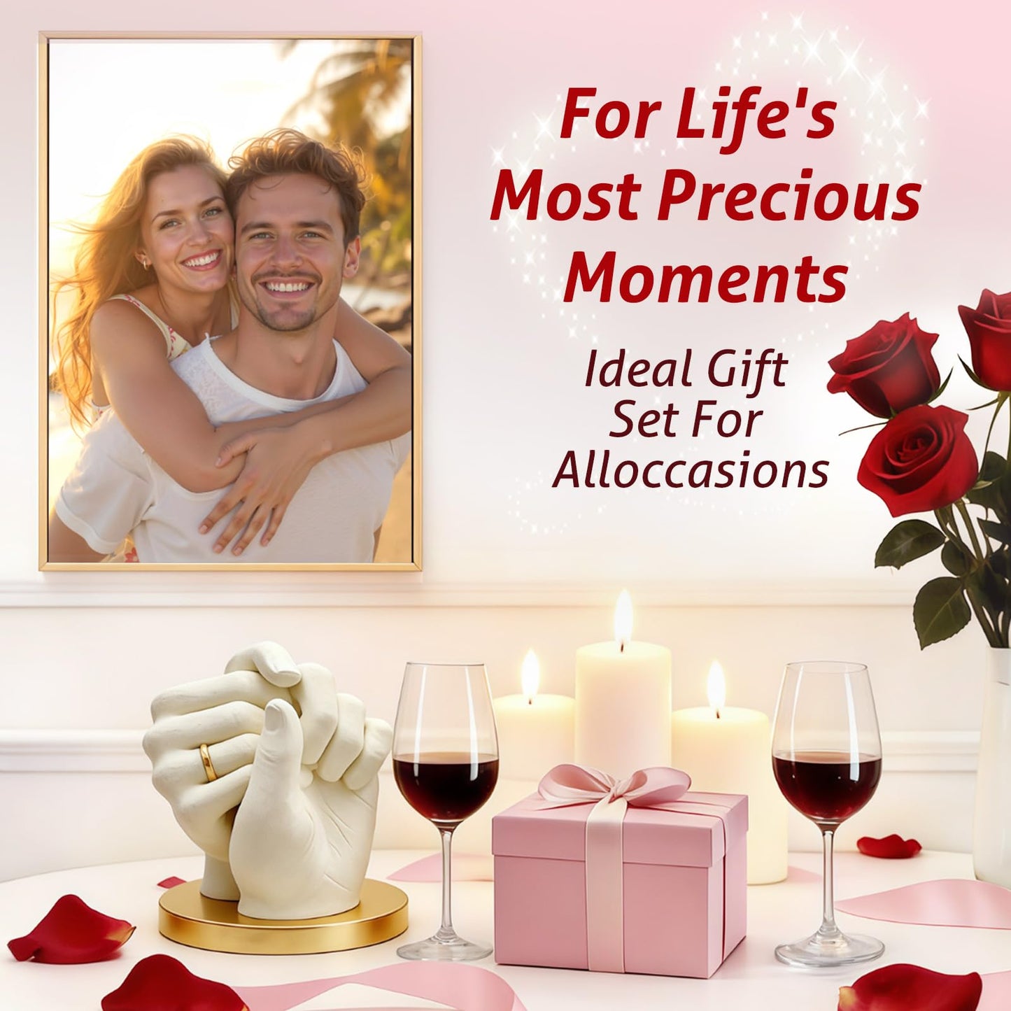 Noosuna Hand Casting Kit for Couples with Base & Paints, Practice Kit, Hand Mold Kit Couples Perfect for Anniversary, Birthday, Romantic Date Night DIY, Unique Gifts for Boyfriend and Girlfriend