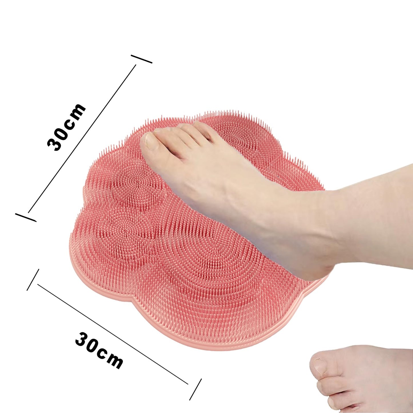 Foot Scrubber in Shower,Shower Foot Scrubber Mat,Silicone Foot Scrubber for Shower,Silicone Body Scrubber with Suction Cups,Bath Feet Scrub Mat with Storage Hook(Pink)