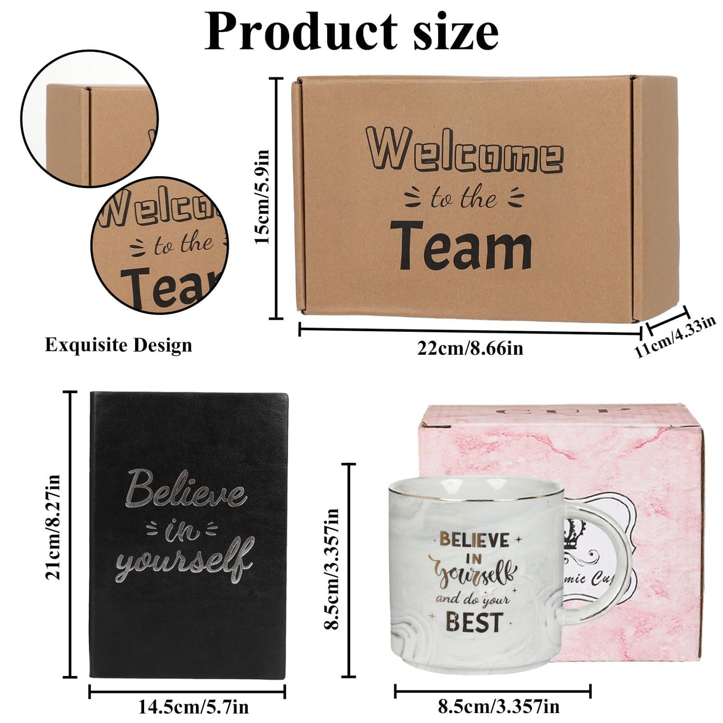 New Employee Welcome To The Team Gift Sets Employee Appreciation Gift Sets Includes Coffee Mug Greeting Card Key Chain Multifunctional Pen Notebook Note Towel Appreciation Christmas Gifts for Worker