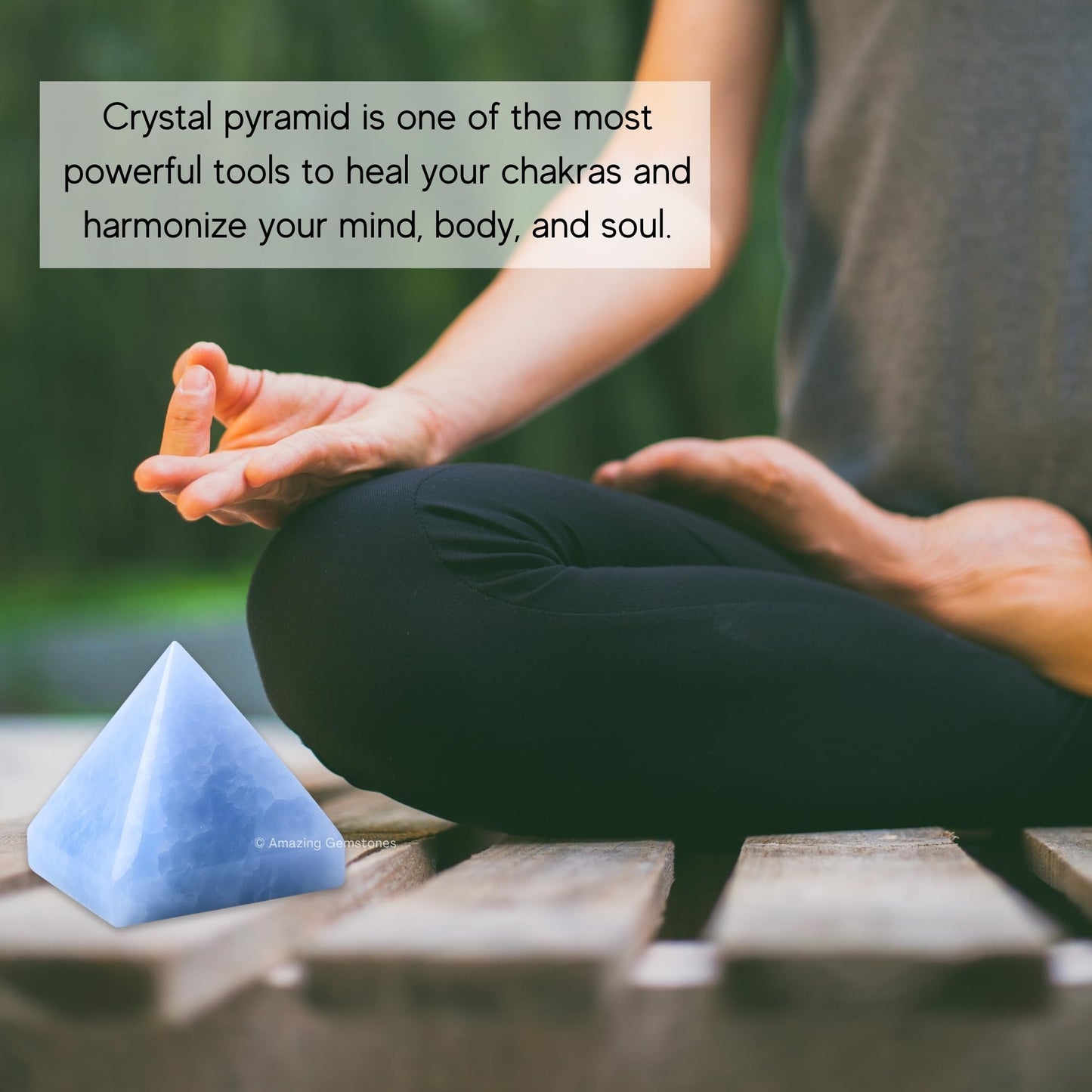 Amazing Gemstone Blue Calcite Pyramid Crystal Healing Stones - 1.5" Great Pyramid Figurine of Natural Stone Pyramid for Meditation, Reiki, Chakra Balancing and Crystal Pyramids Grid