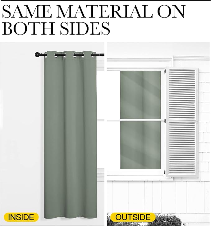 NICETOWN Greyish Green Blackout Curtains 102" Long for Office, 55" Wide, 2 Pieces, Dining Room, Guest Room, Sound Reducing Heat and Cold Block Curtain Panels for Modern Room Decorative
