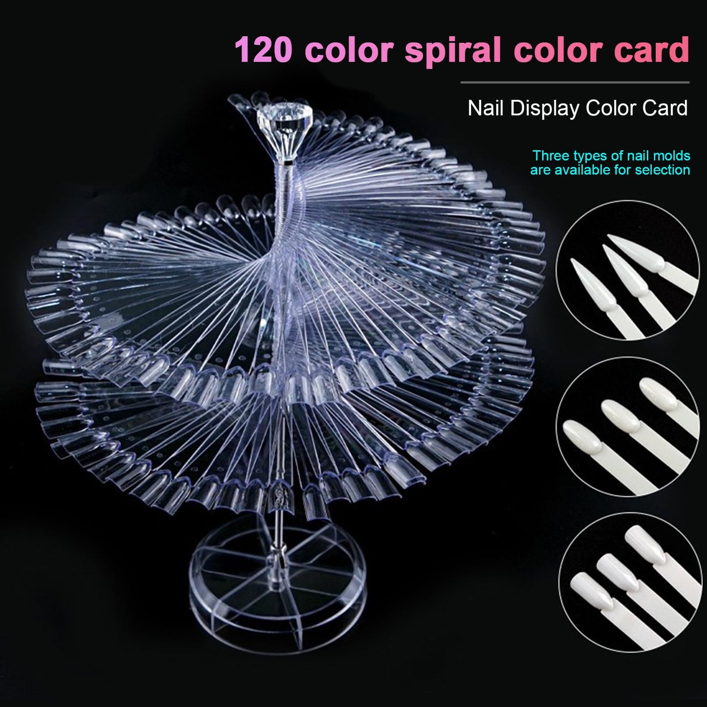 Yosoo 120 Sticks Nail Art Color Card Display Stand Spiral False Nails Practice Tools Salon Polish Show Art Color Card Spiral (Round)