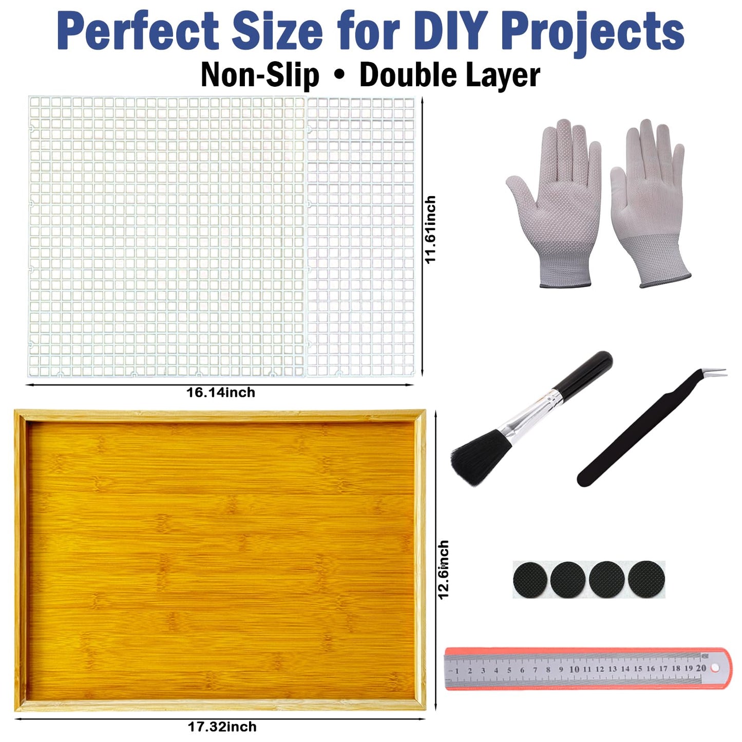 17" x 12"Stained Glass Cutting Mat, Double-Layer Non-Slip Glass Cutting Mat for Mosaic & Craft Work Surface