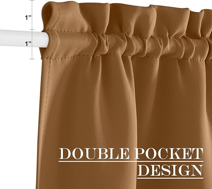 NICETOWN Door Curtain for French Door - Thermal Insulated Room Darkening Doorway Curtain, Rod Pocket Noise Reducing Single Panel, 42 x 80 Inches, 1 Panel, Gold Brown